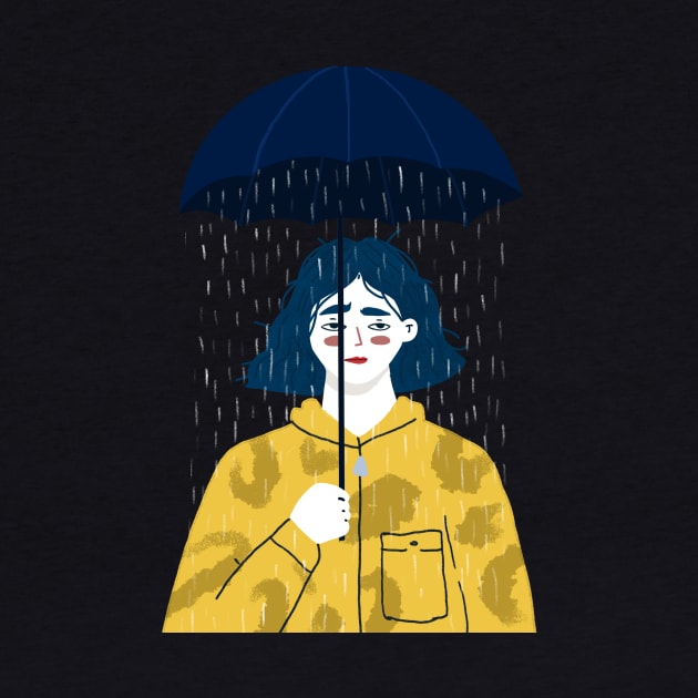 Pessimist Girl Holding an Umbrella by London Colin